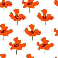 Seamless pattern with red poppies. Vector illustration.