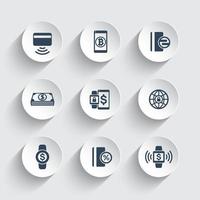 modern payment methods icons set, contactless card, payment with wearable devices vector