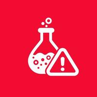 chemical reaction vector icon with warning symbol