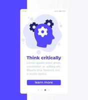 Think critically mobile banner design vector