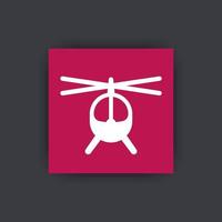 helicopter icon, little helicopter sign, flat square icon, vector illustration