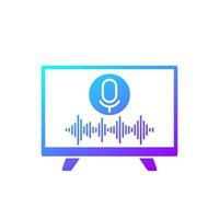 reconocimiento de voz en tv, icono de control de audio vector