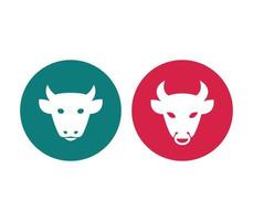 cow and bull heads, cattle icon, cattle farm pictogram, cattle ranch round icons, vector illustration