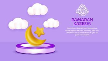 cute design podium ramadan kareem vector