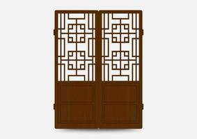 Traditional korean ornament frame pattern. Set of door and window antique decoration art. Silhouette vector illustration.