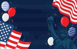4Th Of July With America Flag And Liberty Background vector