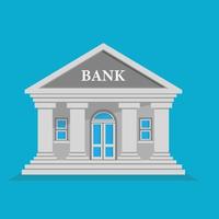 Bank building icon. Colored flat graphic vector illustration.