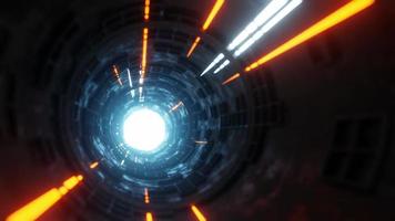 Bewegliche Lichtstrahlen im Sci-Fi-Tunnel 3D-Animation im nahtlosen Schleifenverkehr.,Konzept für Raumzeitreisen.,3D-Modell und Illustration. video