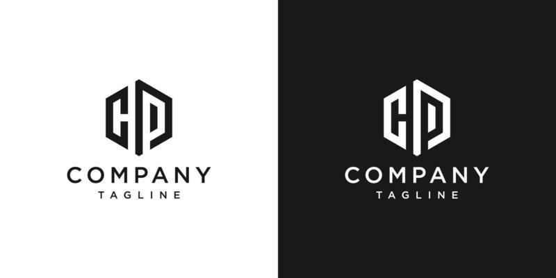 Creative Letter CP Monogram Logo Design Icon Template White and Black Background