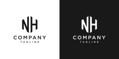 plantilla de icono de diseño de logotipo de monograma de letra creativa nh fondo blanco y negro vector