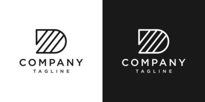 plantilla de icono de diseño de logotipo de monograma de letra creativa d fondo blanco y negro vector