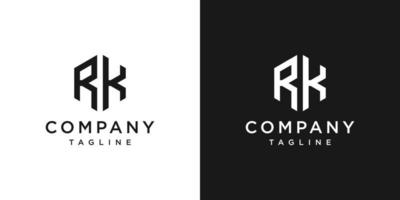 plantilla de icono de diseño de logotipo de monograma de letra creativa rk fondo blanco y negro vector