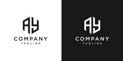 plantilla de icono de diseño de logotipo de monograma de letra creativa ay fondo blanco y negro vector