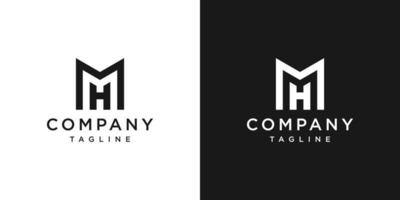 Creative Initial MH Monogram Logo Design Icon Template White and Black Background vector