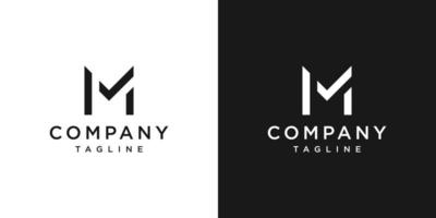 plantilla de icono de diseño de logotipo de monograma de verificación de letra m creativa fondo blanco y negro vector