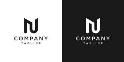 plantilla de icono de diseño de logotipo de monograma de letra creativa nu fondo blanco y negro vector