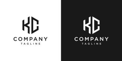 plantilla de icono de diseño de logotipo de monograma kc de letra creativa fondo blanco y negro vector