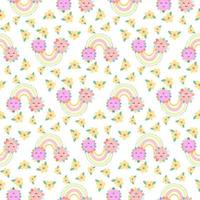 Cute children's pattern sun, rainbow, flowers. Pattern for textiles, wallpapers, napkins. hand drawn illustration vector