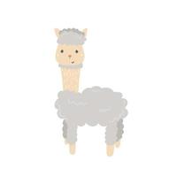 linda alpaca dibujada a mano. ilustración vectorial de alpaca de dibujos animados. ilustración para libro infantil, postal, afiche. vector