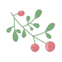 A sprig of fresh cranberries. Red sour berry. Vector illustration isolated on white background.