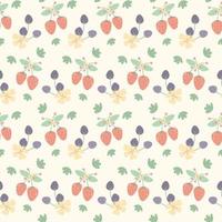 patrón de bayas. sin fisuras con fresas y moras dibujadas a mano. textiles de cocina. vector