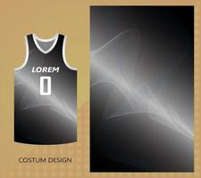 basketball jersey pattern design template. black white gradient abstract background with white line art waves with sound wave technology concept. design for fabric pattern vector