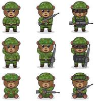 ilustraciones vectoriales de oso lindo como soldado