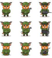 ilustraciones vectoriales de lindo ciervo como soldado vector