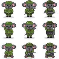 ilustraciones vectoriales de lindo koala como soldado vector