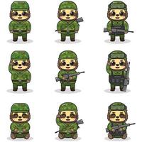 Vector illustrations of cute Sloth as Soldier.