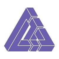 Impossible shapes, optical illusion logo, vector triangle. Optical art objects. Geometric figures.