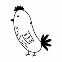 Cute bird. Vector doodle illustration. Coloring book for kid.
