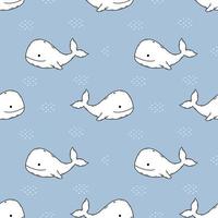 Seamless blue pattern with cute whale. Background for sewing clothes and printing on fabric. Packing paper. Inhabitants of  sea and ocean. Underwater world. vector