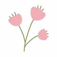 A pretty twig with a flower. Illustration of doodles. A hand drawn drawing. The flower is isolated on a white background. vector