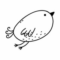 Cute bird. Vector doodle illustration. Coloring book for kid.