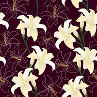 white lily seamless pattern vector