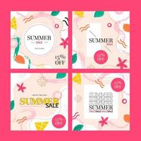 Floral Hand Drawn Summer Sale with Memphis Style vector