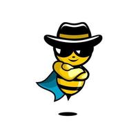 vector illustration of a honey bee wearing a hat and sunglasses