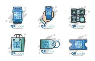 conjunto de logotipo de código qr vector