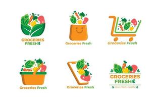 Groceries Fresh Product Logo Set vector