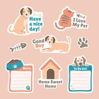 Pets Journal Sticker Set vector