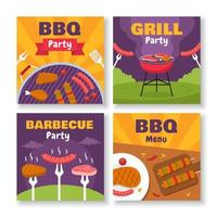 Barbecue Party Social Media Template vector