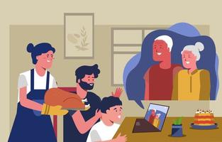 Family Gathering Online and Offline Concept vector