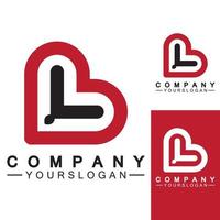 diseño inicial del logotipo del corazón del amor de la letra b vector