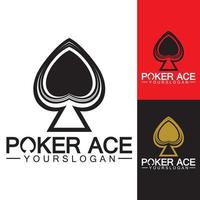 diseño de logotipo de espada as de póquer para negocios de casino, apuestas, juegos de cartas, especulaciones, etc-vector