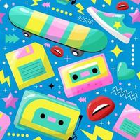 Retro 90s Seamless Pattern Background vector