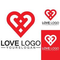 Love logo design vector,geometric hearth logo vector, linear love vector logo concept,Heart shape logo design-Vector