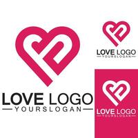 Love logo design vector,geometric hearth logo vector, linear love vector logo concept,Heart shape logo design-Vector