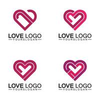 Love logo design vector,geometric hearth logo vector, linear love vector logo concept,Heart shape logo design-Vector