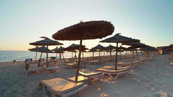 resort de praia com guarda-chuva de junco, conceito de férias video